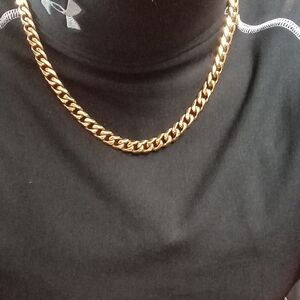 Stainless Steel Gold Cuban Link Chain Necklace